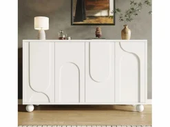 Aparador moderno para comedor y salón - 120 x 35 x 71 cm - con 4 puertas + estante ajustable - MDF + metal -^Merax Discount