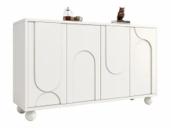 Aparador moderno para comedor y salón - 120 x 35 x 71 cm - con 4 puertas + estante ajustable - MDF + metal -^Merax Discount