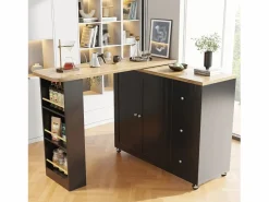 ModernLuxe Mueble Bar|Aparador, mueble bar giratorio - MDF - 3 cajones y 2 puertas -