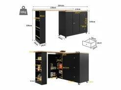 ModernLuxe Mueble Bar|Aparador, mueble bar giratorio - MDF - 3 cajones y 2 puertas -