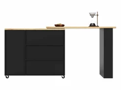 ModernLuxe Mueble Bar|Aparador, mueble bar giratorio - MDF - 3 cajones y 2 puertas -