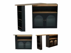 ModernLuxe Mueble Bar|Aparador, Mueble bar giratorio y retráctil con LED - gran espacio de almacenamiento - estilo contemporáneo -
