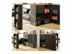 Aparador, Mueble bar giratorio y retráctil - 2 cajones y 6 compartimentos -^ModernLuxe Best