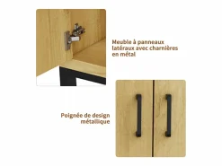 Aparador, mueble de cocina de 4 puertas, para entrada, salón, cocina, dormitorio, 160 x 35 x 80 cm Color natural claro Sale