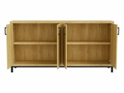 Aparador, mueble de cocina de 4 puertas, para entrada, salón, cocina, dormitorio, 160 x 35 x 80 cm Color natural claro Sale
