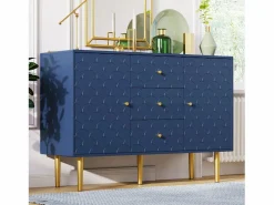 Merax Aparador para salón dormitorio - 120 x 40 x 83 cm - con 2 puertas + 3 cajones - madera + metal - Azul Best