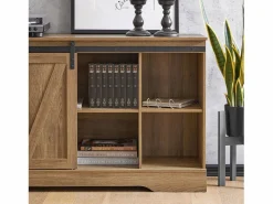Sobuy Zapatero|Mueble De Almacenaje|Aparador Recibidor con Puerta corrediza de Granero Armario de Almacenamiento Mueble para Entrada 120 x 40 x 70 cm FSB60-BR ES