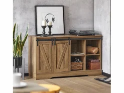 Sobuy Zapatero|Mueble De Almacenaje|Aparador Recibidor con Puerta corrediza de Granero Armario de Almacenamiento Mueble para Entrada 120 x 40 x 70 cm FSB60-BR ES