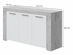 Aparador Urban 3 puertas blanco/cemento 80x144x42 cm^Loungitude Hot