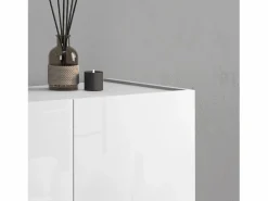 Aparador Vela con 4 puertas color brillo 100x35x120,4 cm Blanco Hot