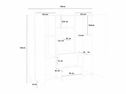 Web furniture Mueble De Bebé|Aparador vitrina 120 x 40 cm 2 puertas 2 cajones estantes de cristal diseño Valerie