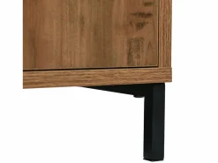 Hauss Spole Aparador 120x40x76cm con 3 cajones y 2 puertas, en madera natural oscura, patas de metal negro. Color natural oscuro Discount