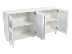 Aparador 160x40x84cm con 4 puertas con espejo, cuerpo lacado en^Hauss Spole Discount