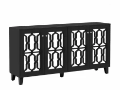 Aparador 160x40x84cm con 4 puertas con espejo, cuerpo lacado en^Hauss Spole