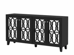 Aparador 160x40x84cm con 4 puertas con espejo, cuerpo lacado en^Hauss Spole