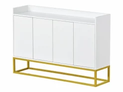 Hauss Spole Aparador De Cocina|Aparador 120x30x80cm con 4 puertas sin tiradores, patas de metal dorado, cuerpo