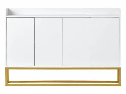 Hauss Spole Aparador De Cocina|Aparador 120x30x80cm con 4 puertas sin tiradores, patas de metal dorado, cuerpo