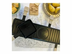 Little Balance Aparato de raclette para 4 personas 800W, placa antiadherente desmontable, 4 sartenes de madera natural, compacto y ligero Negro New