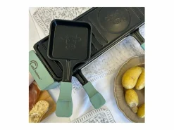 Little Balance Aparato de raclette para 4 personas 800W con grill, placa antiadherente extraíble y accesorios de madera Verde Clearance