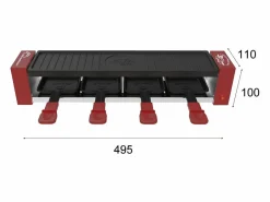 Little Balance Aparato para Raclette + Grill 800W para 4 Personas - Superficie Antiadherente 50 cm, Sartenes Cool Touch Rojo Clearance