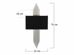OZAIA Aplique Para Pared|Aplique art déco en metal negro y plateado - L. 22 x Alt. 75 cm - SANGARIUS