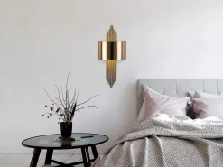 OZAIA Aplique de arte déco de metal - Ancho 22 x Alt. 75 cm - SANGARIUS Dorado Best