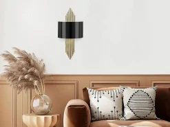 OZAIA Aplique Para Pared|Aplique de metal - lámpara Ancho 22 x Alt. 75 cm - Negro y dorado - SANGARIUS