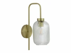 OZAIA Aplique Para Pared|Aplique de pared de metal y cristal acanalado - An. 25 x Al. 41 cm - - LOUXOR