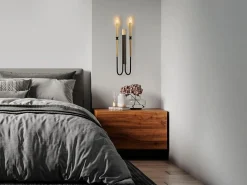 OZAIA Aplique Para Pared|Aplique de pared estilo candelabro en metal - Dorado y negro - Alt. 58 cm - OVYLA
