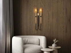 OZAIA Aplique Para Pared|Aplique de pared estilo candelabro en metal - Dorado y negro - Alt. 58 cm - OVYLA