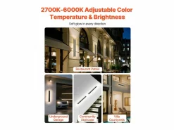 Iluminación Exterior|Aplique de Pared SucceBuy Exterior, 11 W, Iluminación Exterior de Pared, Lote de 2, Apliques de Pared Modernos LED 60 cm, Ajustable 2700 K-6000 K, Estanco IP65