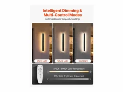 Iluminación Exterior|Aplique de Pared SucceBuy Exterior, 11 W, Iluminación Exterior de Pared, Lote de 2, Apliques de Pared Modernos LED 60 cm, Ajustable 2700 K-6000 K, Estanco IP65