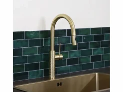 Essebagno Grifo De Cocina|Architek mezclador de fregadero con rociador extraíble oro cepillado