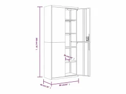Armario Oficina|Archivador antracita 90x40x200 cm Acero