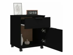 Archivador con ruedas madera contrachapada 45x38x54 cm ES895519 Negro Clearance