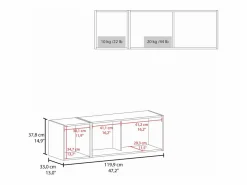 TuHome Armario Oficina|Archivador de pared en melamina con 3 estantes y puerta abatible superior , , 37.8 cm X 119.9 cm X 33 cm