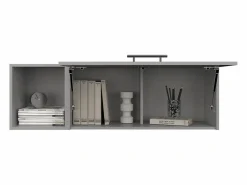 TuHome Armario Oficina|Archivador de pared en melamina con 3 estantes y puerta abatible superior , , 37.8 cm X 119.9 cm X 33 cm