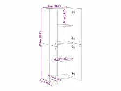 Archivador hormigón 60x32x153 cm madera de ingeniería^ New
