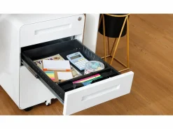 Archivador móvil con 3 cajones, de metal, con cerradura, con ruedas, (46x40x58 cm) Blanco Clearance