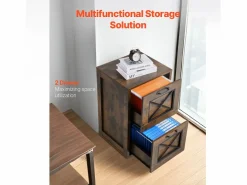 Archivador Vertical de 2 Cajones UcceBuy, Robusto, Barra Ajustable (2 Niveles), Archivo para Documentos A4/Carta/Legal, Fácil de Montar, Color Marrón Miel Multicolor