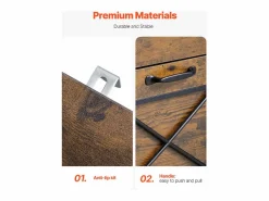Archivador Vertical de 2 Cajones UcceBuy, Robusto, Barra Ajustable (2 Niveles), Archivo para Documentos A4/Carta/Legal, Fácil de Montar, Color Marrón Miel Multicolor