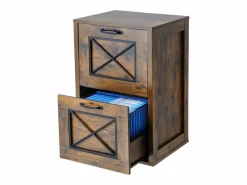 Archivador Vertical de 2 Cajones UcceBuy, Robusto, Barra Ajustable (2 Niveles), Archivo para Documentos A4/Carta/Legal, Fácil de Montar, Color Marrón Miel Multicolor