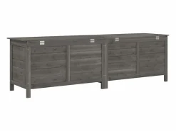 vidaxl Arcón jardín madera maciza abeto 198,5x50x56,5cm Gris antracita New