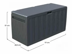 THINIA HOME Arcón para Exterior 270 Litros de Resina 117x45,5x57cm Gris Online
