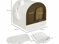 PawHut Arenero para gatos 43x44x47 cm Blanco Outlet