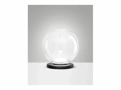 Ariel - Lámpara de mesa Fabas Luce - Luz táctil LED regulable de 11 W - Vidrio borosilicato con forma de gota Transparente Discount
