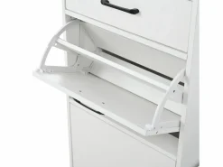 Hauss Spole Armario De Entrada|Armadietto bianco con 2 cassetti, 2 ante, panca e ganci, pannello forato 110x35x175,5cm