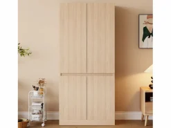 Armario 70 × 40 × 170 cm - modelo de doble puerta con amplios compartimentos de almacenamiento - madera Beige Outlet