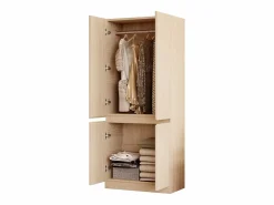 Armario 70 × 40 × 170 cm - modelo de doble puerta con amplios compartimentos de almacenamiento - madera Beige Outlet