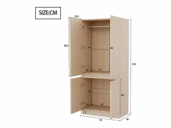 Armario 70 × 40 × 170 cm - modelo de doble puerta con amplios compartimentos de almacenamiento - madera Beige Outlet